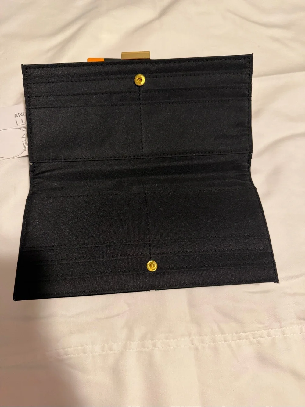 Time and Tru Black Fold-Over Clutch with Gold-Tone Clasp